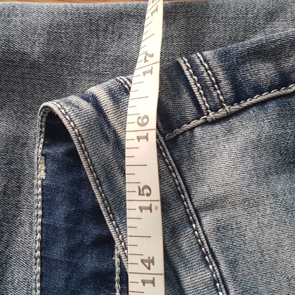 Orange Fashion Village Cropped Fringe Embroidered Jeans Light Wash Size L - Picture 11 of 16